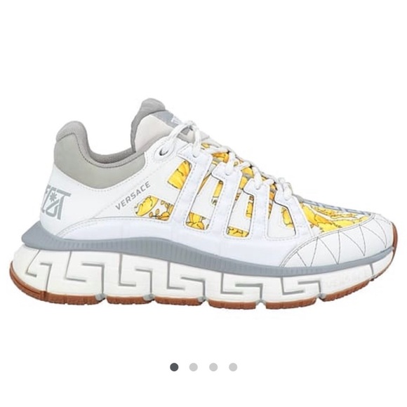 Versace Shoes - Versace White and Yellow Sneakers with Gray Highlights